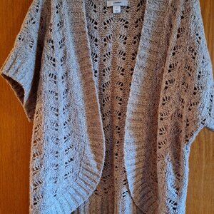 CJ Banks TAN Open Knit Poncho